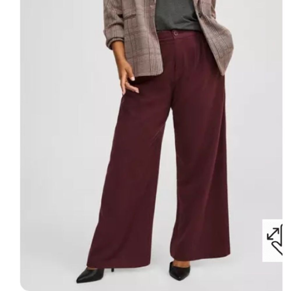 Women's Burgundy Wide-Leg Pants